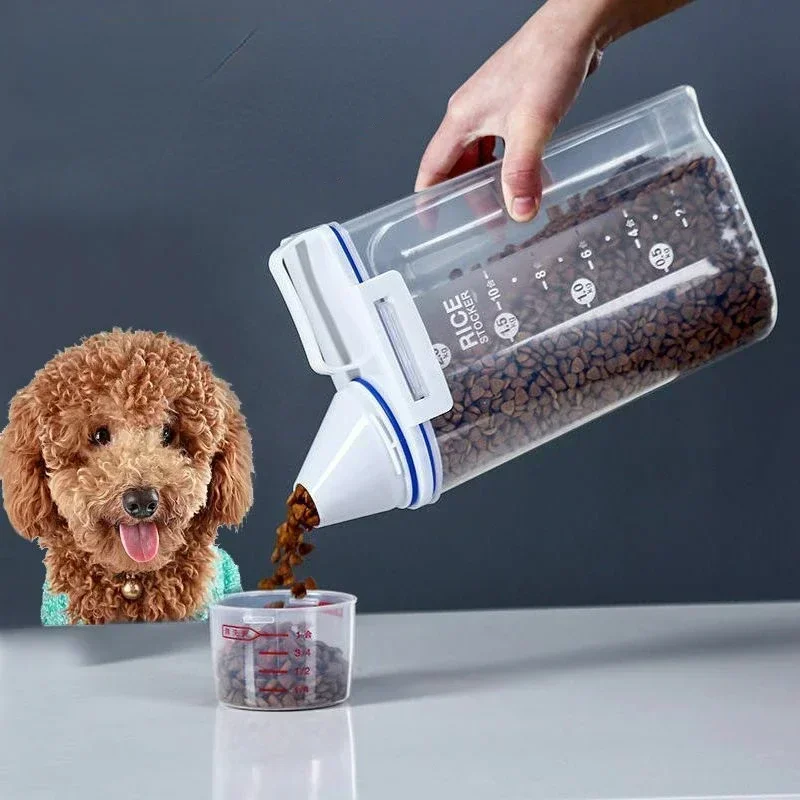 Plastic Dier Voeropslag Container | Luchtdichte Bewaarbak | 1.5kg/2kg Met Maatbeker | Vochtbestendig | Geschikt Voor Honden en Katten | Pet Supplies | Dierenaccessoires