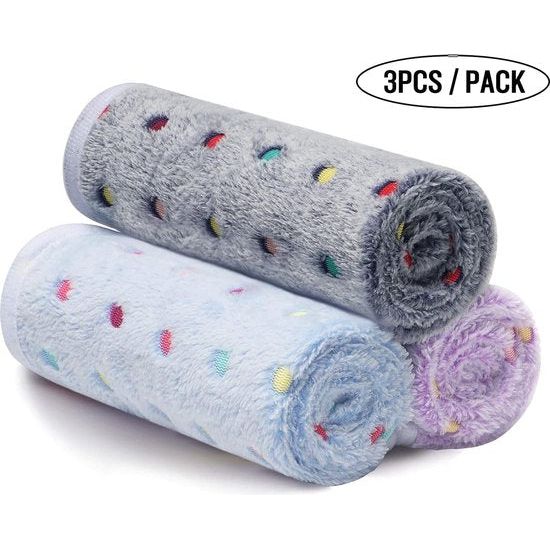 Set van 3 Zachte Huisdierdekens | Veelzijdige Coral Fleece Plaids | Kleine en Grote Formaten | Voor Honden, Katten | Kleurrijk Stevig Prints | Wasbaar en Warm | Anti-Pilling Polyester - Image 4