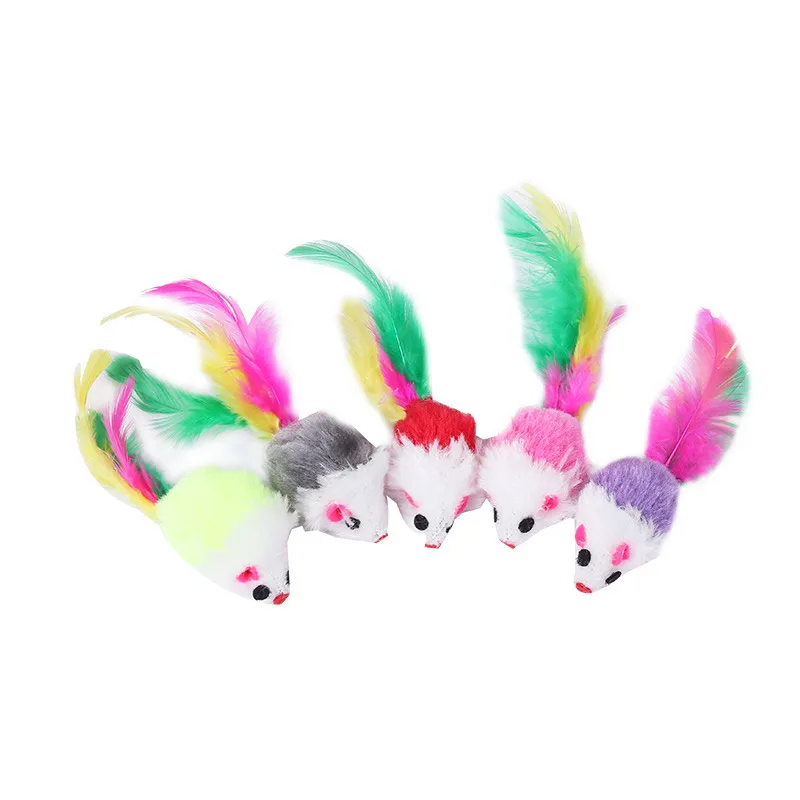 Fleece Pluche Katten Speelgoed | Interactieve Valse Muizen Met Veren | Kleurrijk Dier Vangt Het Oog | Veilig & Duurzaam | Training & Speelplezier | Set Van 10/20 Stuks | Voor Kittens & Katten - Image 7