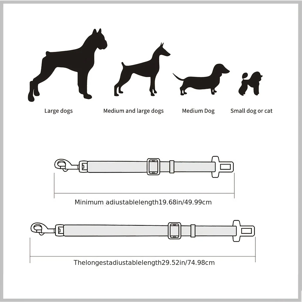 Veiligheidsgordel Huisdier | Verstelbare Autogordel Hond Kat | Nylon | Compatibel met de Meeste Auto's | Meerdere Kleuren | Polyester | China Origin | Handwas | Grootte Veranderbaar - Image 4