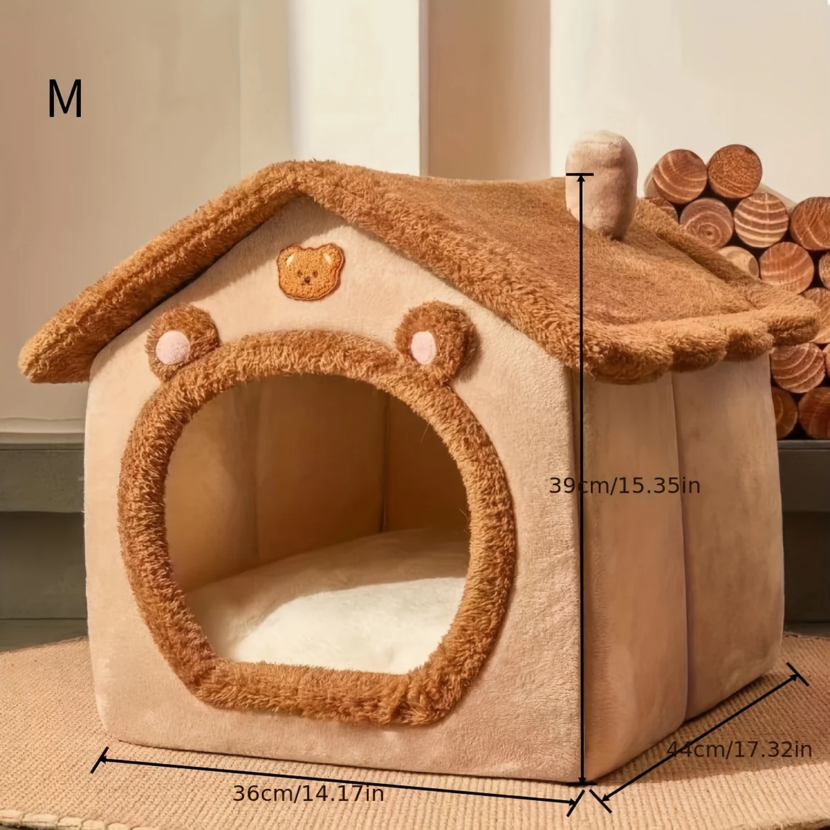 JOLINPET Kattenbed Huis | Afneembaar & Wasbaar | Winter Warm Nest | Zacht Polyester | Kerstcadeau - Image 5