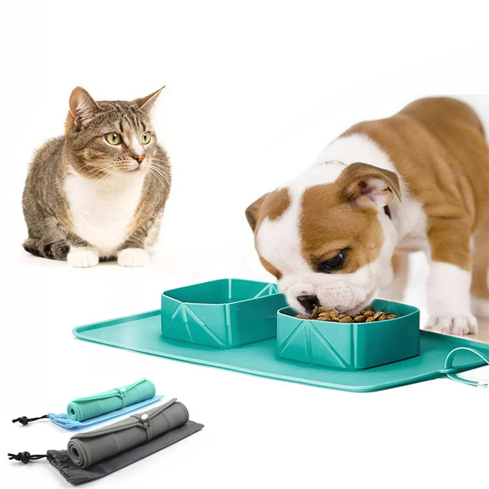 Opvouwbare Siliconen Reisbak voor Honden en Katten | Inclusief Aparte Vakken voor Voer en Water | Antislip Bodem | BPA-vrij - Image 2