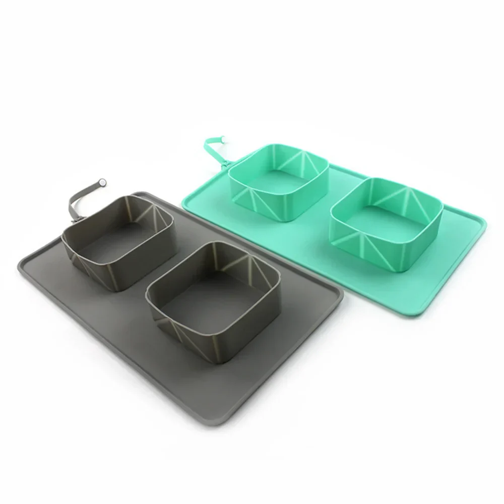 Opvouwbare Siliconen Reisbak voor Honden en Katten | Inclusief Aparte Vakken voor Voer en Water | Antislip Bodem | BPA-vrij - Image 3