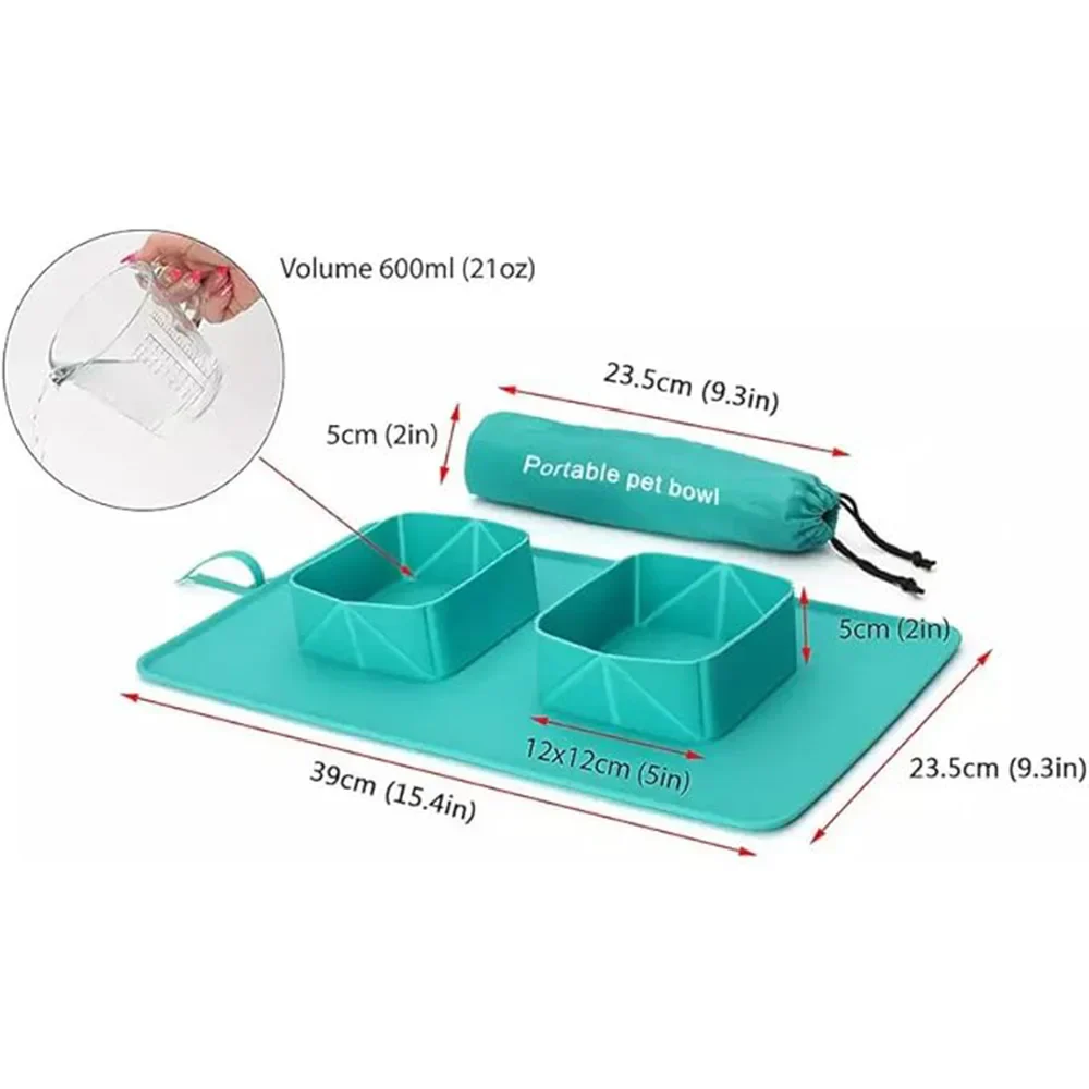 Opvouwbare Siliconen Reisbak voor Honden en Katten | Inclusief Aparte Vakken voor Voer en Water | Antislip Bodem | BPA-vrij - Image 5