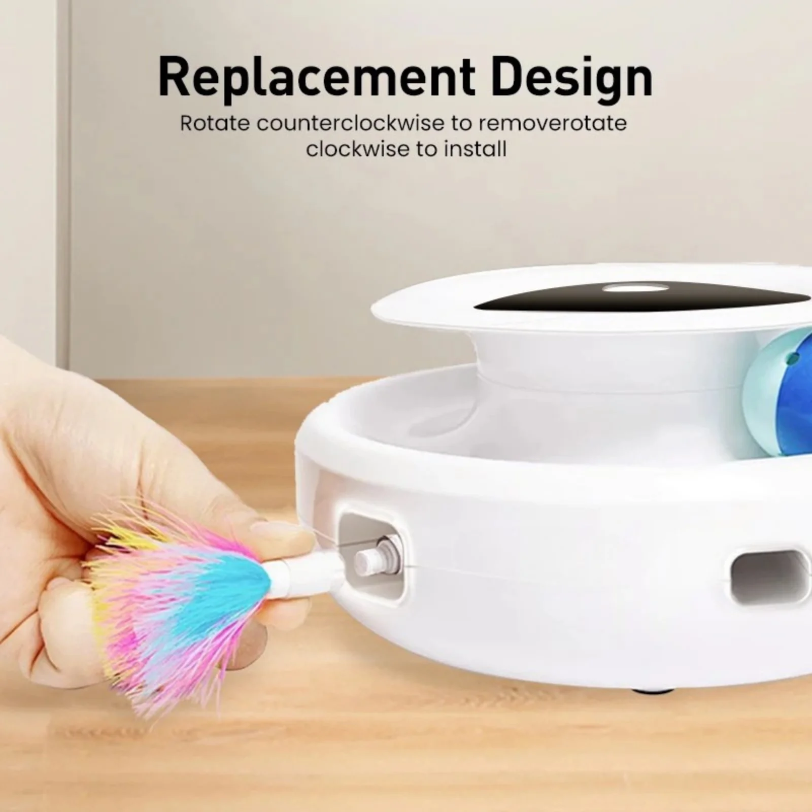 ROJECO Elektronisch 2-in-1 Huisdierenspeelgoed | Automatische Veer & Ronddraaiende Bal | 5 Interactieve Speelmodi | Ideaal voor Katten en Kleine Honden - Image 3