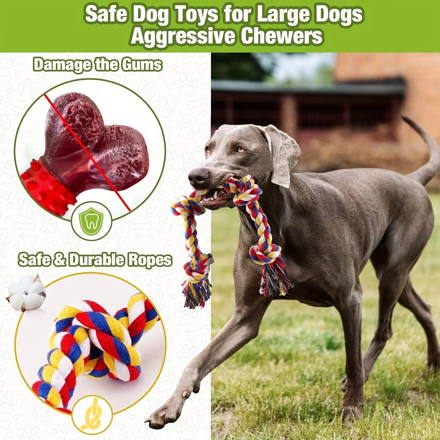 4-delige Honden Speelgoedset | Stevig touw en ballen | Duurzaam kauwspeelgoed voor alle hondenrassen | Bevordert tandreiniging en actief spel - Image 10