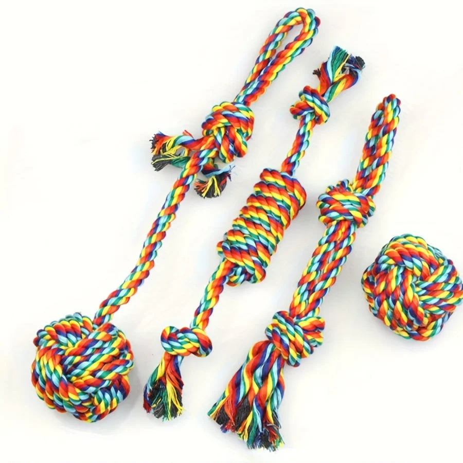 4-delige Honden Speelgoedset | Stevig touw en ballen | Duurzaam kauwspeelgoed voor alle hondenrassen | Bevordert tandreiniging en actief spel - Image 5