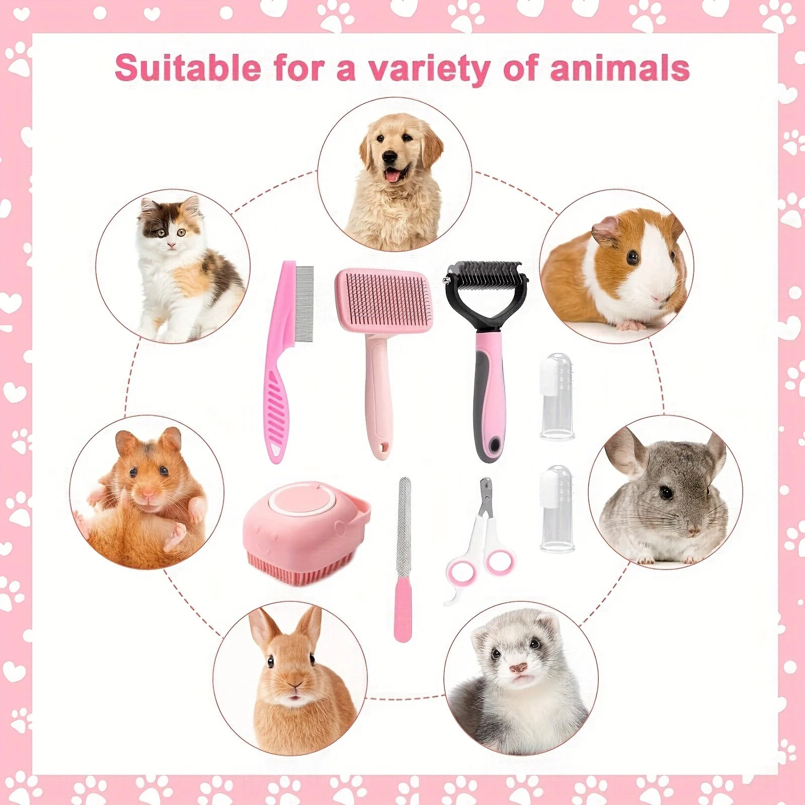 8-delige hondenverzorgingsset | Complete vachtverzorging met borstel, nagelknipper, vlooienkam en tandenborstel | Voor kleine en middelgrote honden - Image 3