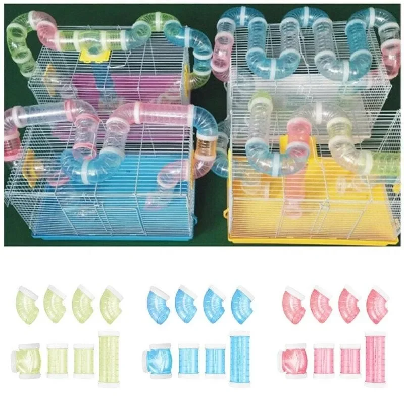 MOONBIFFY | 8-delige Hamsterspeeltunnel Set | Transparant | Knaagdier Speelomgeving | Kleine Huisdieren | DIY Bouwset | Kunststof | Pet Knaagdier Accessoire | Dierenplezier | Kleur Zoals Getoond - Image 2