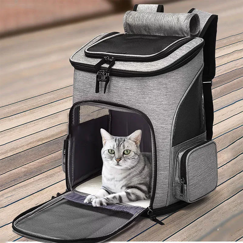 Ademende Reisrugzak voor Huisdieren | Grote Opvouwbare en Uitschuifbare Draagtas | Geschikt voor Katten en Kleine Honden | Met Ventilatie Mesh and Verstevigde Draagbanden - Image 2