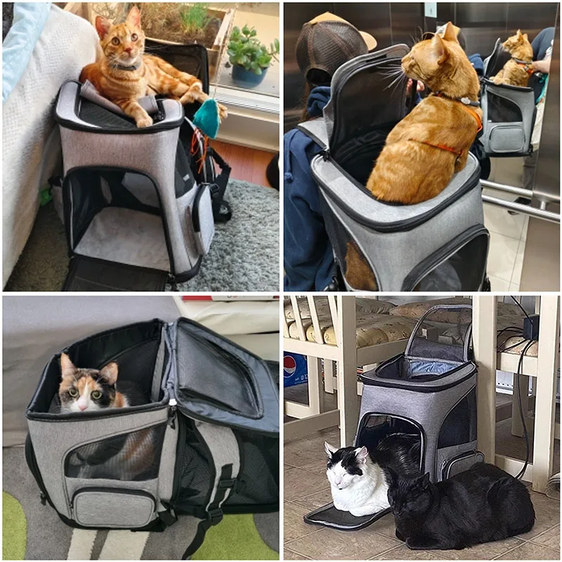 Ademende Reisrugzak voor Huisdieren | Grote Opvouwbare en Uitschuifbare Draagtas | Geschikt voor Katten en Kleine Honden | Met Ventilatie Mesh and Verstevigde Draagbanden - Image 7