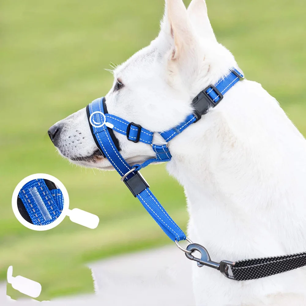 Ademende Nylon Anti-Blaf Snuit met Reflecterende Strips voor Honden | Verstelbare Pasvorm en Snelsluiting | Kleuren: Oranje, Rood, Blauw | Maten: S, M, L, XL - Image 3