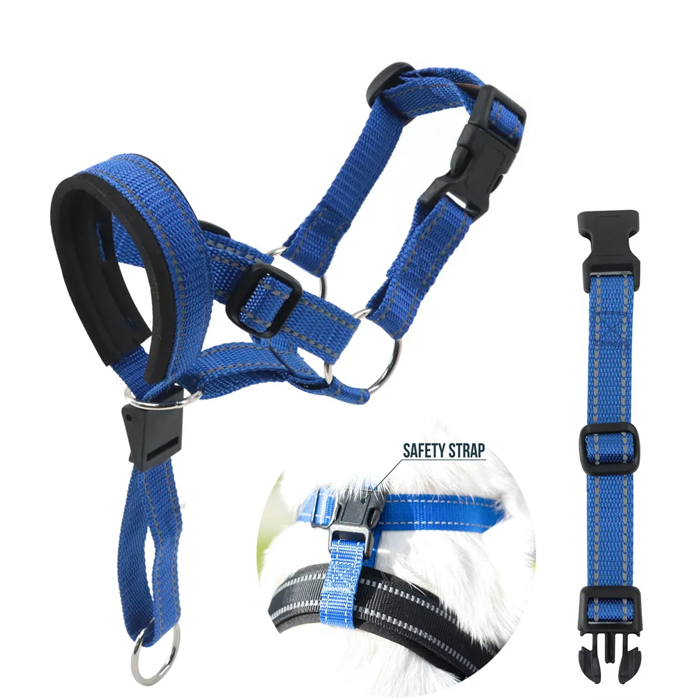 Ademende Nylon Anti-Blaf Snuit met Reflecterende Strips voor Honden | Verstelbare Pasvorm en Snelsluiting | Kleuren: Oranje, Rood, Blauw | Maten: S, M, L, XL - Image 4