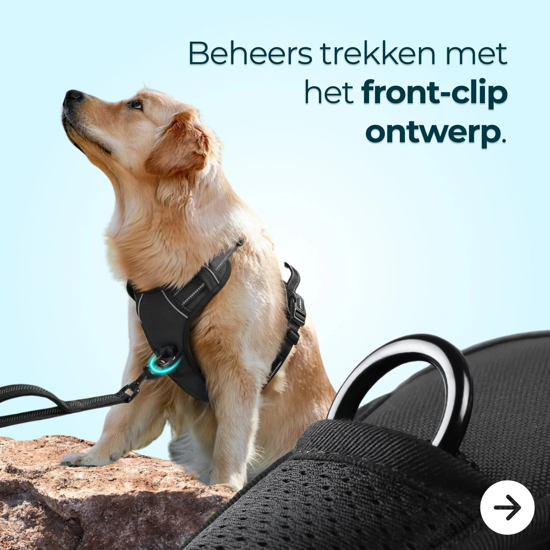 Anti-Trek Hondentuigje | Comfortabel & Veilig | Verstelbaar | Ademend Materiaal | Voor Honden in Training | Reflecterende Elementen | Minder Stress Wandelen | Duurzaam & Betrouwbaar Design - Image 2
