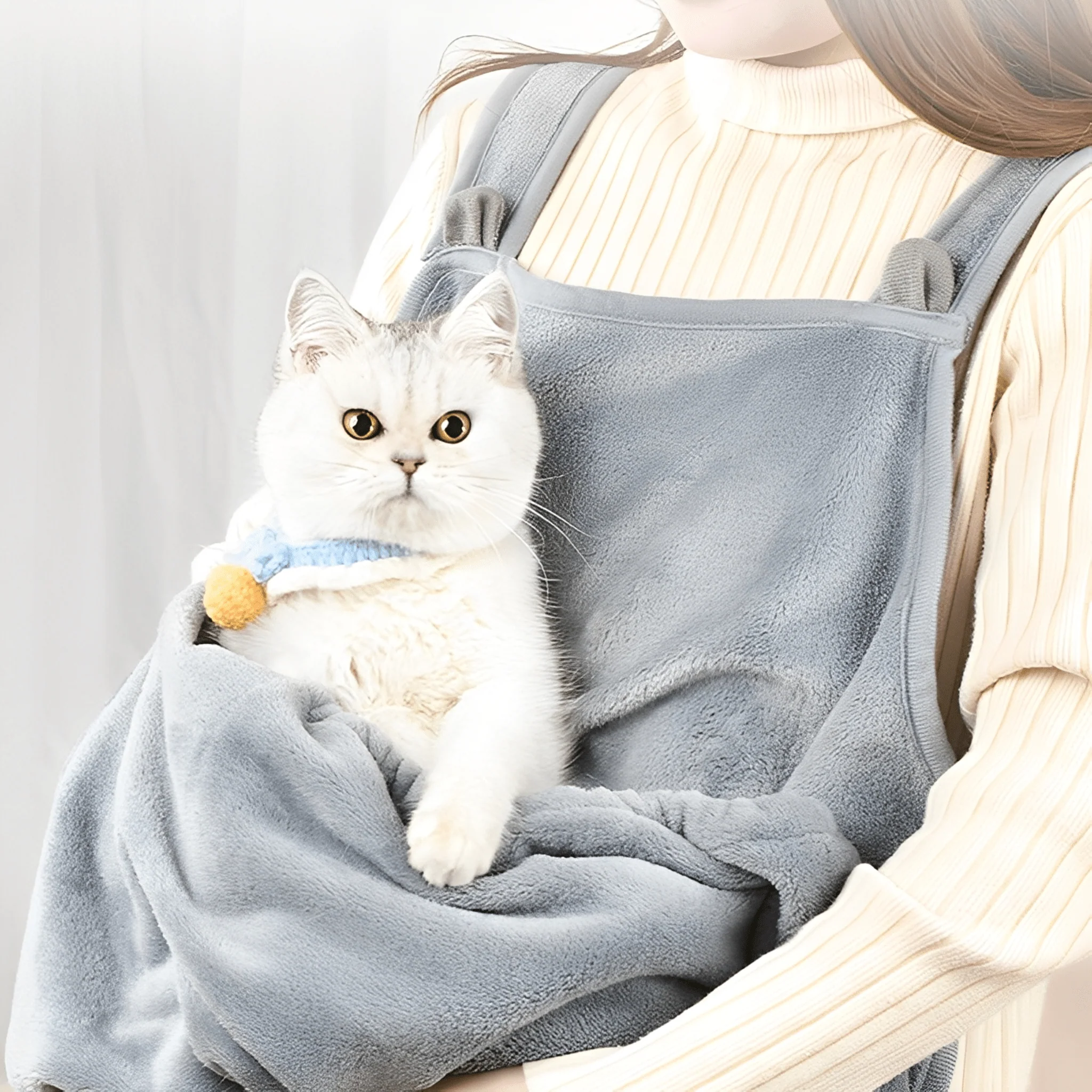 AproNest | Pluche Kattenhouder Draagbaar | Handenvrij Comfort | Warmte en Veiligheid | Ideaal voor Knuffels