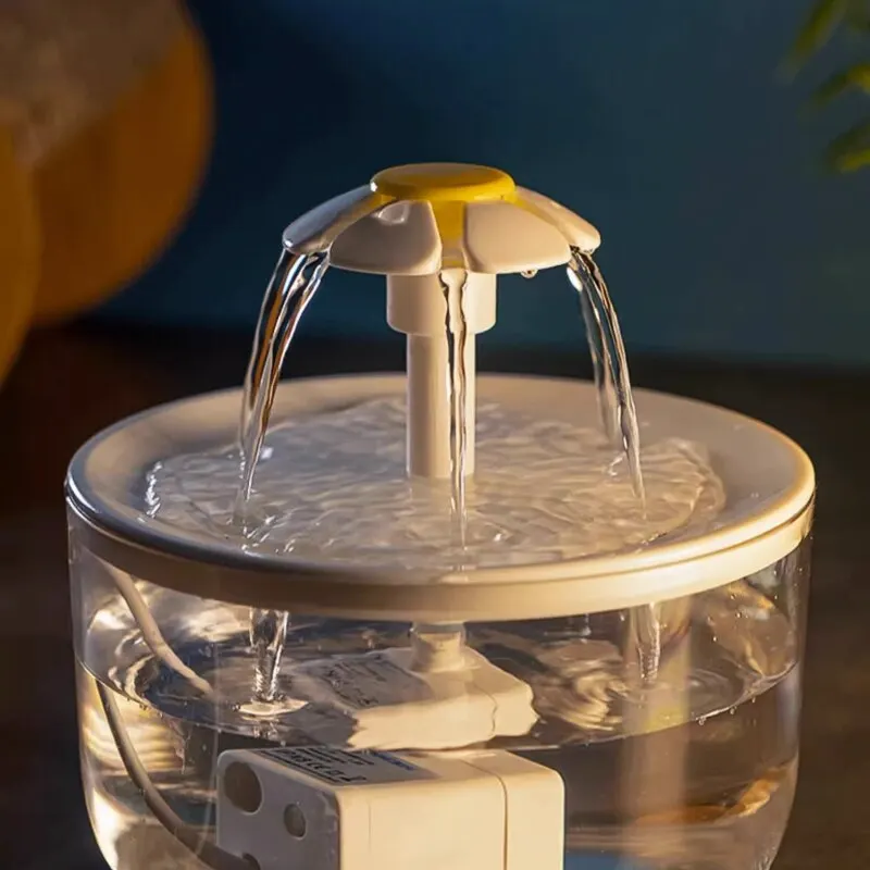 Automatische waterfontein voor huisdieren | Stille circulatie | Met waterfilter | Transparant bloemen deksel | 1 liter capaciteit | Voor katten en kleine honden - Image 3