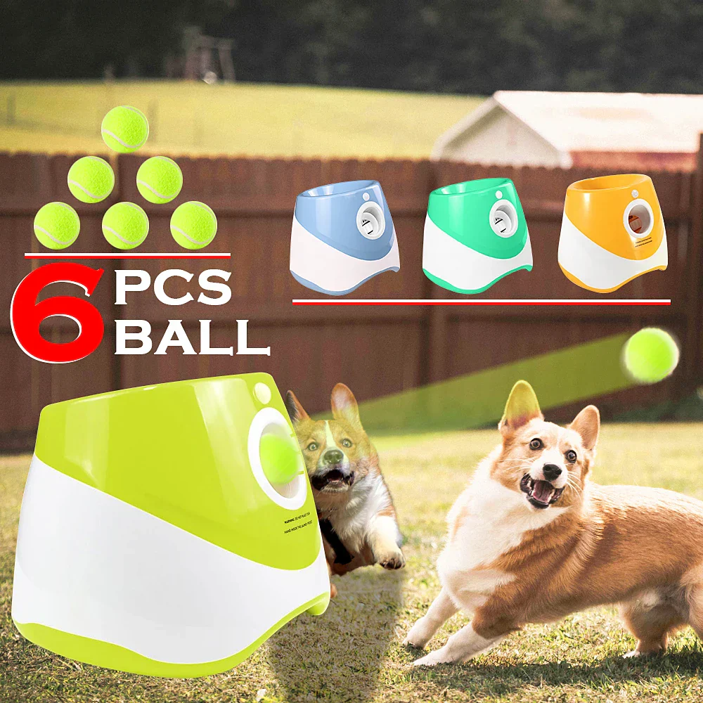 Oplaadbare Interactieve Tennisbalwerper voor Honden | Instelbare Werpafstanden 3m-9m | Inclusief USB Lader & Mini Tennisballen - Image 2