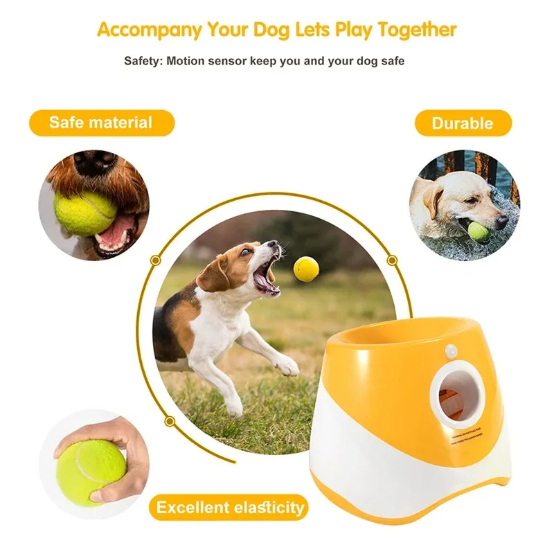 Oplaadbare Interactieve Tennisbalwerper voor Honden | Instelbare Werpafstanden 3m-9m | Inclusief USB Lader & Mini Tennisballen - Image 3