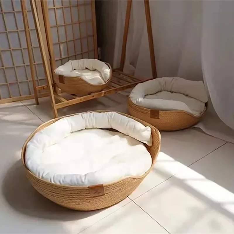 YBPetra Kattenmand | Bamboe Weeftechniek | Eco-vriendelijk | Zacht Meubel voor Binnenkatten | Ademendontwerp | 100% Katoen | Handgeweven Huisdier Sofa | Stijlvol en Duurzaam | Geschikt voor Kleine en Middelgrote Katten - Image 4