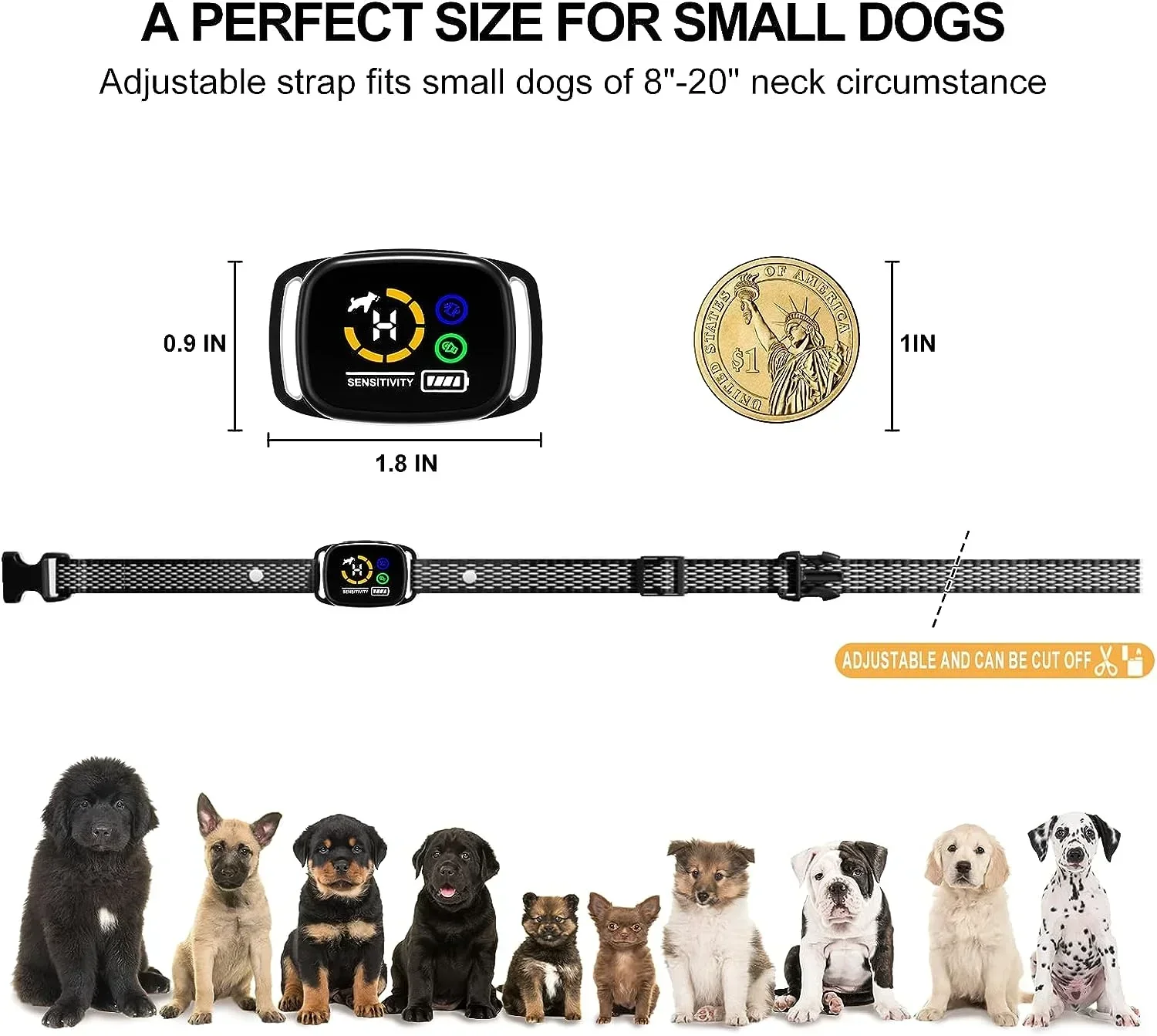 Slimme anti-blafhalsband voor kleine honden | Instelbare gevoeligheid | Comfortabel ontwerp | Oplaadbaar | 20-51 cm halsomtrek - Image 6