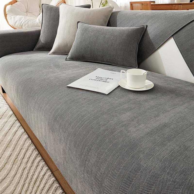 Belle | Luxueuze Chenille Stof | Vissengraat Textuur | Meerdere Maten | Antislip Onderkant | Zachte Ondersteuning | Machinewasbaar - Image 9