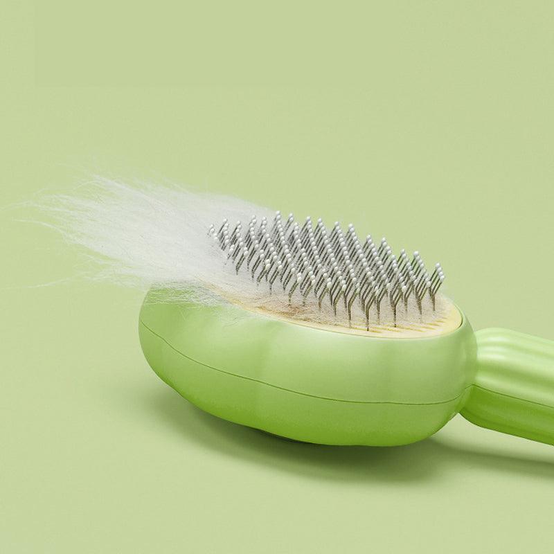 Zelfreinigende Kattenborstel | Veilig en Comfortabel Met Massagedeeltjes | Huisdier Kam Voor Diepe Vachtverzorging | Groen/Oranje | 20x8.5x4.5 cm | Lichtgewicht 120g - Image 3