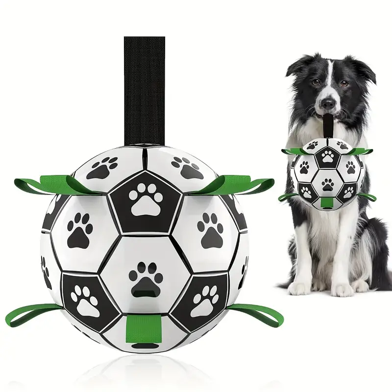 Duurzame Apporteerbal met Grijplipjes | Interactief Kauwspeelgoed voor Honden | Rubberen Voetbal voor Middelgrote en Grote Honden | Binnen- en Buitenplezier | Bevordert Gezond Gebit - Image 12