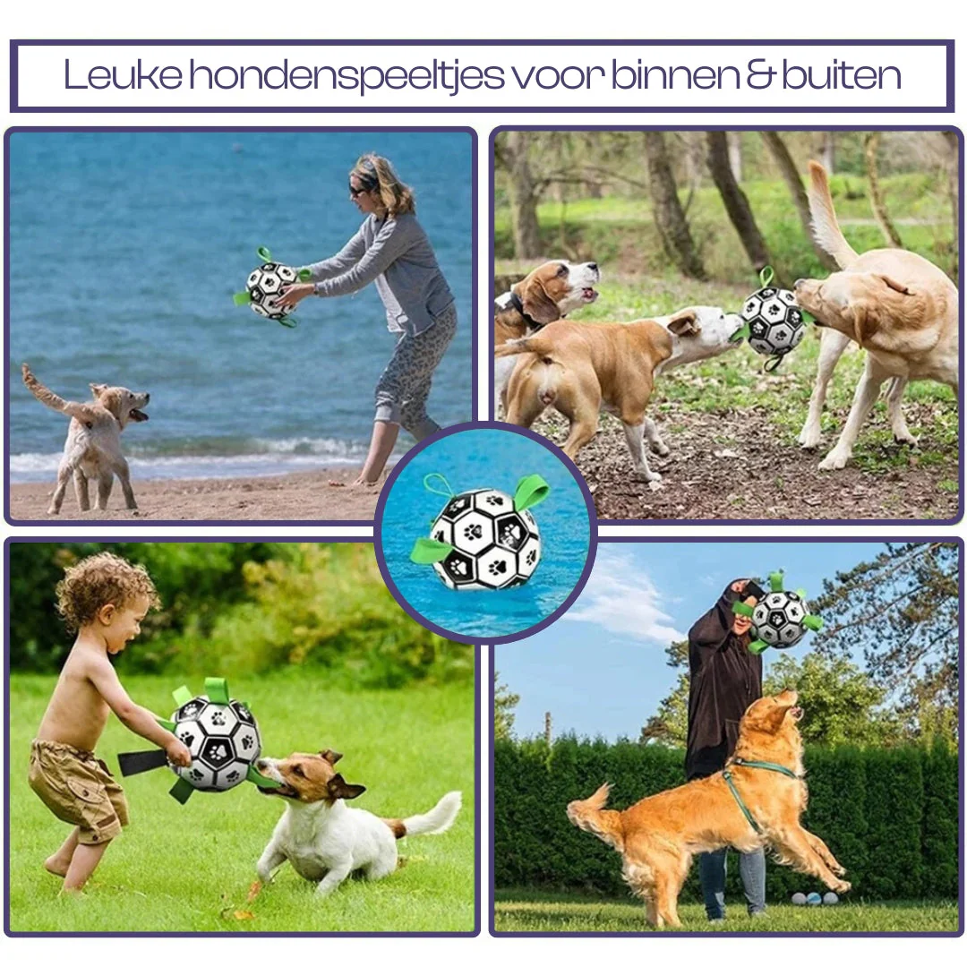 Duurzame Apporteerbal met Grijplipjes | Interactief Kauwspeelgoed voor Honden | Rubberen Voetbal voor Middelgrote en Grote Honden | Binnen- en Buitenplezier | Bevordert Gezond Gebit - Image 2