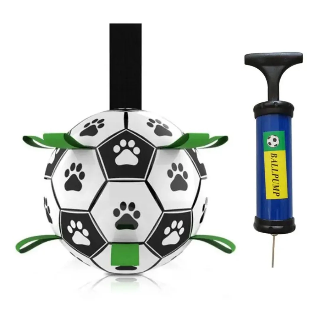 Duurzame Apporteerbal met Grijplipjes | Interactief Kauwspeelgoed voor Honden | Rubberen Voetbal voor Middelgrote en Grote Honden | Binnen- en Buitenplezier | Bevordert Gezond Gebit - Image 3