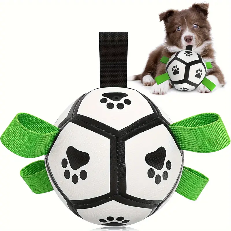 Duurzame Apporteerbal met Grijplipjes | Interactief Kauwspeelgoed voor Honden | Rubberen Voetbal voor Middelgrote en Grote Honden | Binnen- en Buitenplezier | Bevordert Gezond Gebit - Image 9