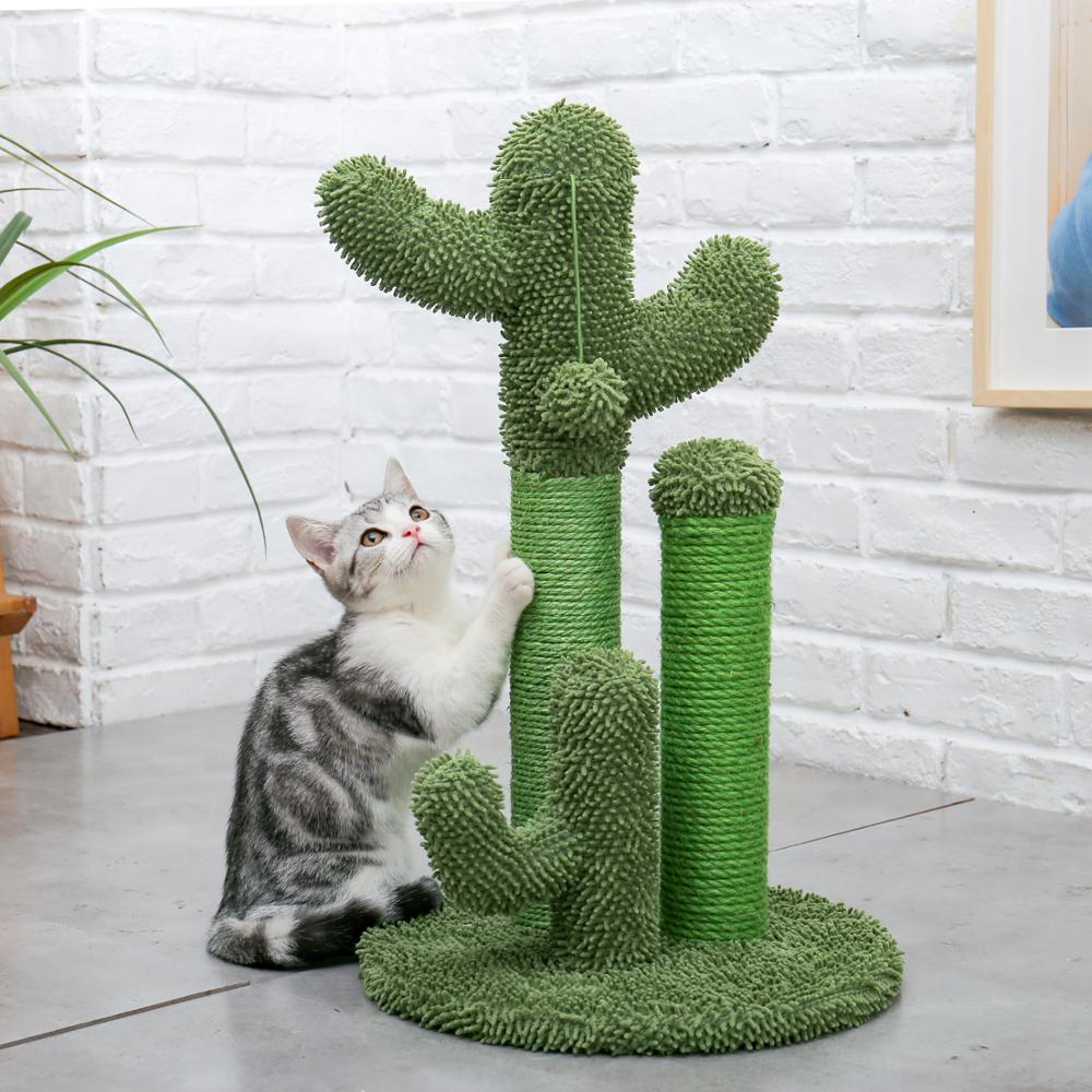 Cactusvormige Krabpaal voor Katten | Hout & Sisaltouw | Verkrijgbaar in Maat M/L & Kleuren Groen/Bruin | Met Stevig Antislip Bodem & Speelballetje | Ideaal voor Krabben & Klimmen - Image 5