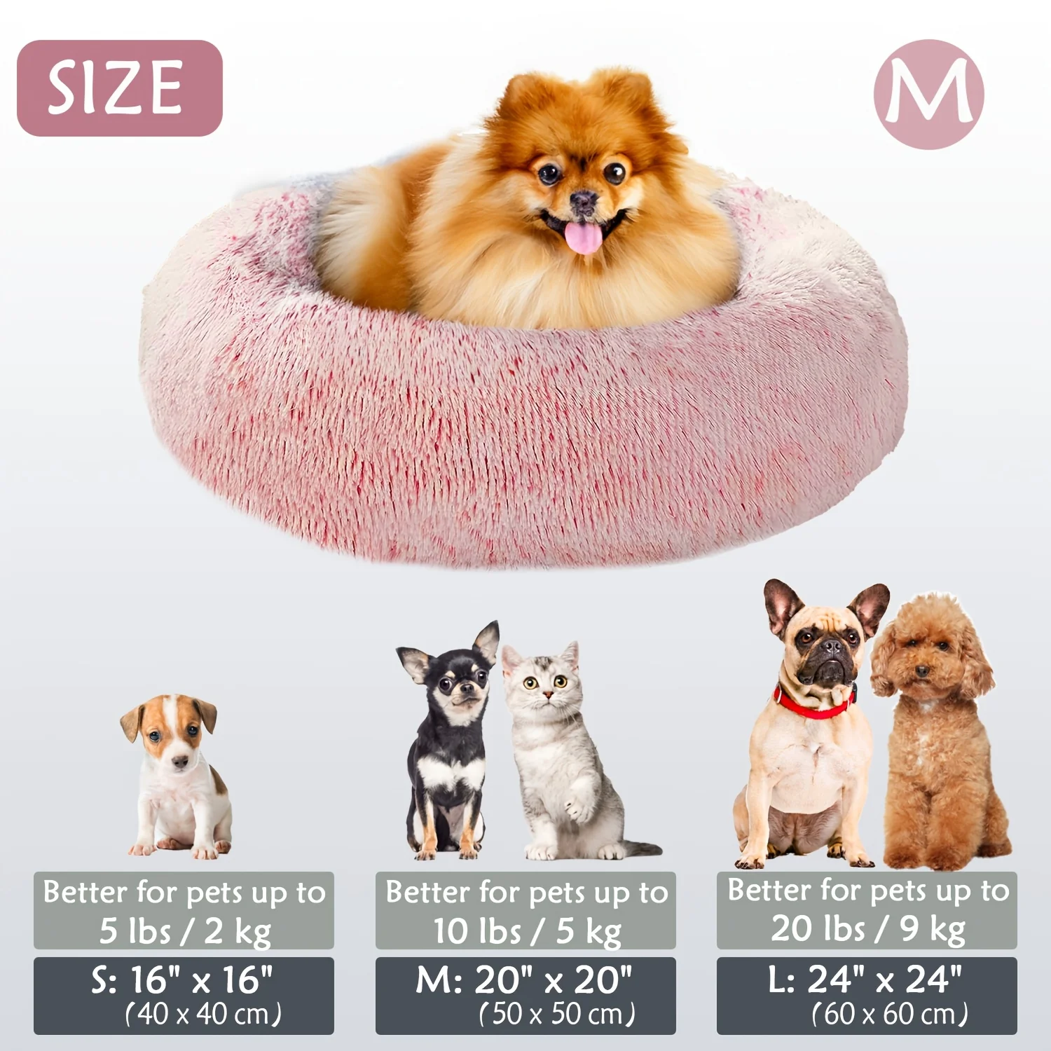 Kalmerend Huisdierbed | Donut Design | Zacht Pluche Polyester | Antislip Onderkant | Voor Honden en Katten | Comfortabel en Warm | Geschikt voor Kleine tot Grote Huisdieren | Luxe Dierenmand - Image 11