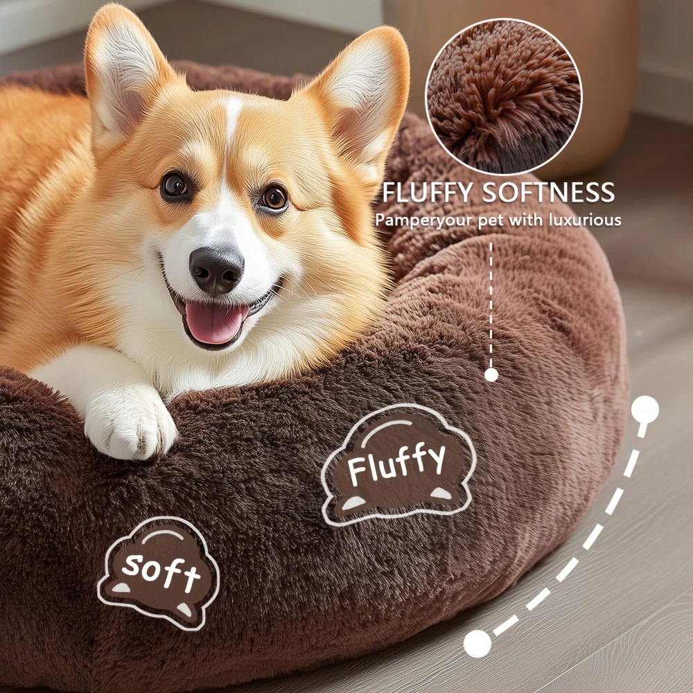Kalmerend Huisdierbed | Donut Design | Zacht Pluche Polyester | Antislip Onderkant | Voor Honden en Katten | Comfortabel en Warm | Geschikt voor Kleine tot Grote Huisdieren | Luxe Dierenmand - Image 14