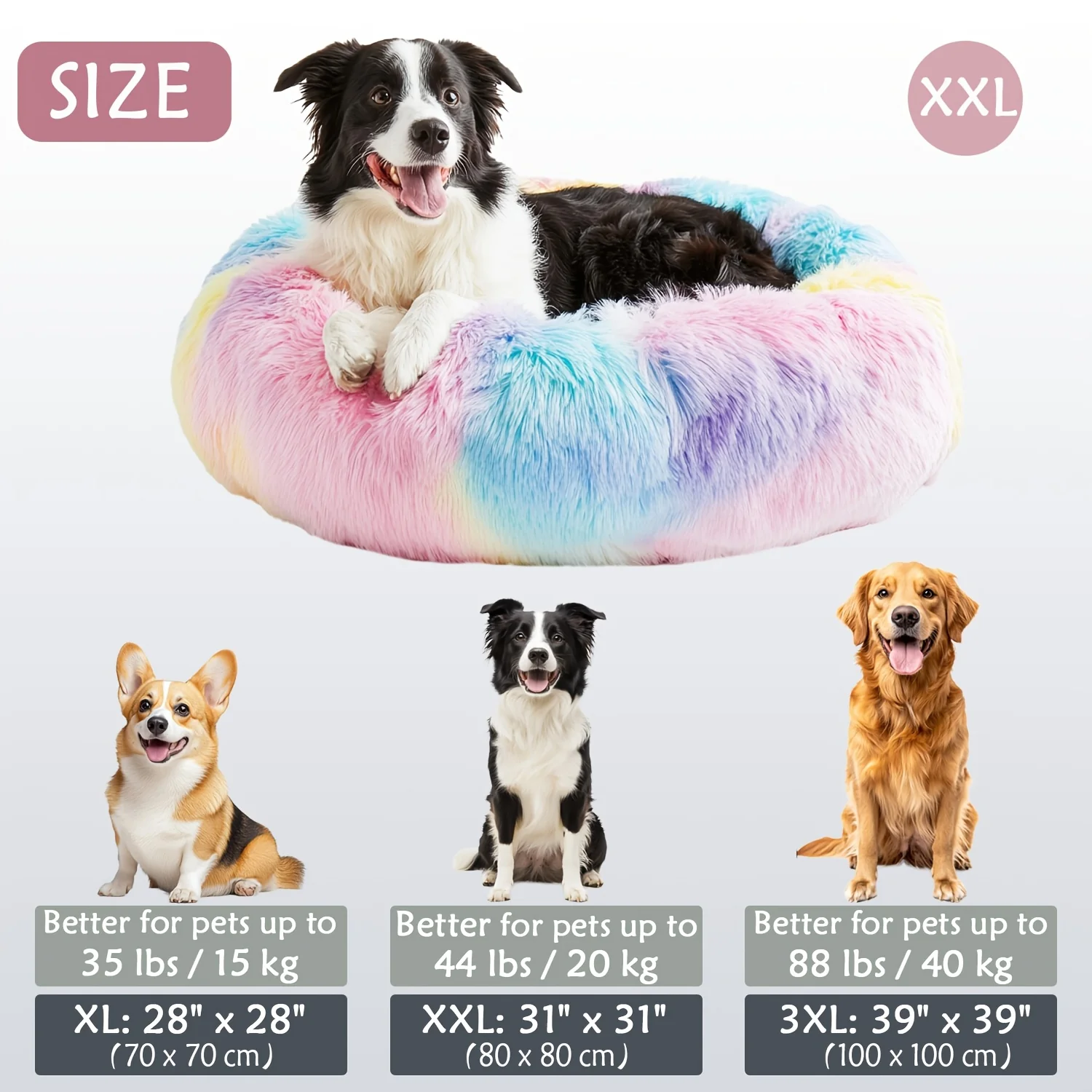 Kalmerend Huisdierbed | Donut Design | Zacht Pluche Polyester | Antislip Onderkant | Voor Honden en Katten | Comfortabel en Warm | Geschikt voor Kleine tot Grote Huisdieren | Luxe Dierenmand - Image 19