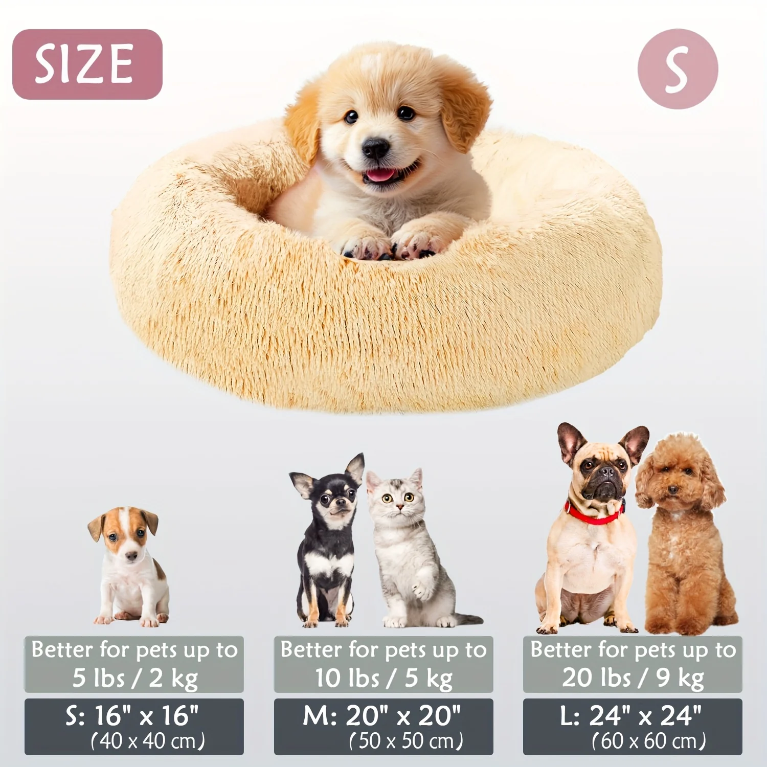Kalmerend Huisdierbed | Donut Design | Zacht Pluche Polyester | Antislip Onderkant | Voor Honden en Katten | Comfortabel en Warm | Geschikt voor Kleine tot Grote Huisdieren | Luxe Dierenmand - Image 22
