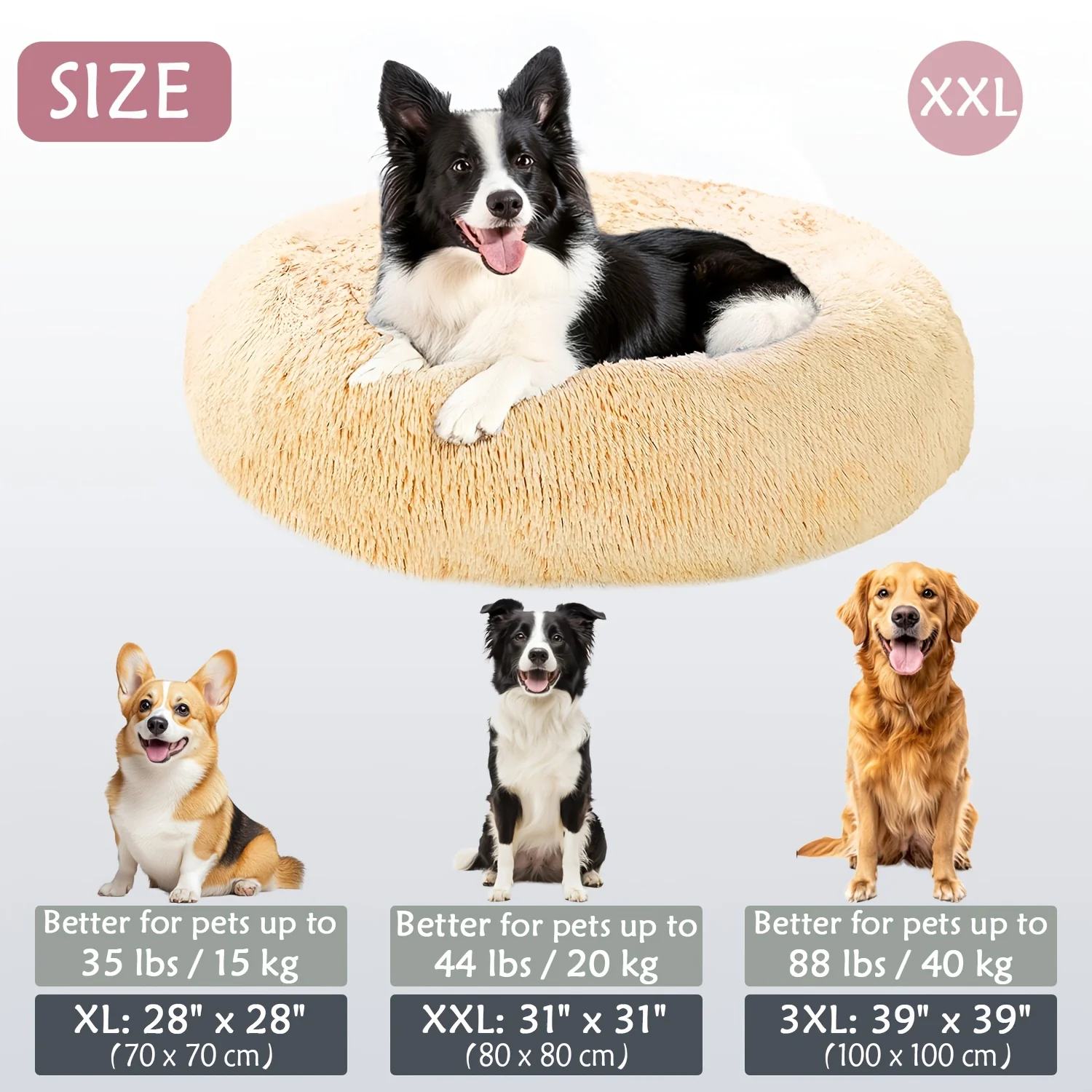 Kalmerend Huisdierbed | Donut Design | Zacht Pluche Polyester | Antislip Onderkant | Voor Honden en Katten | Comfortabel en Warm | Geschikt voor Kleine tot Grote Huisdieren | Luxe Dierenmand - Image 23