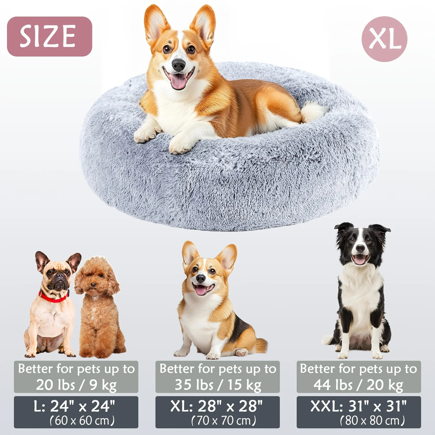 Kalmerend Huisdierbed | Donut Design | Zacht Pluche Polyester | Antislip Onderkant | Voor Honden en Katten | Comfortabel en Warm | Geschikt voor Kleine tot Grote Huisdieren | Luxe Dierenmand - Image 3