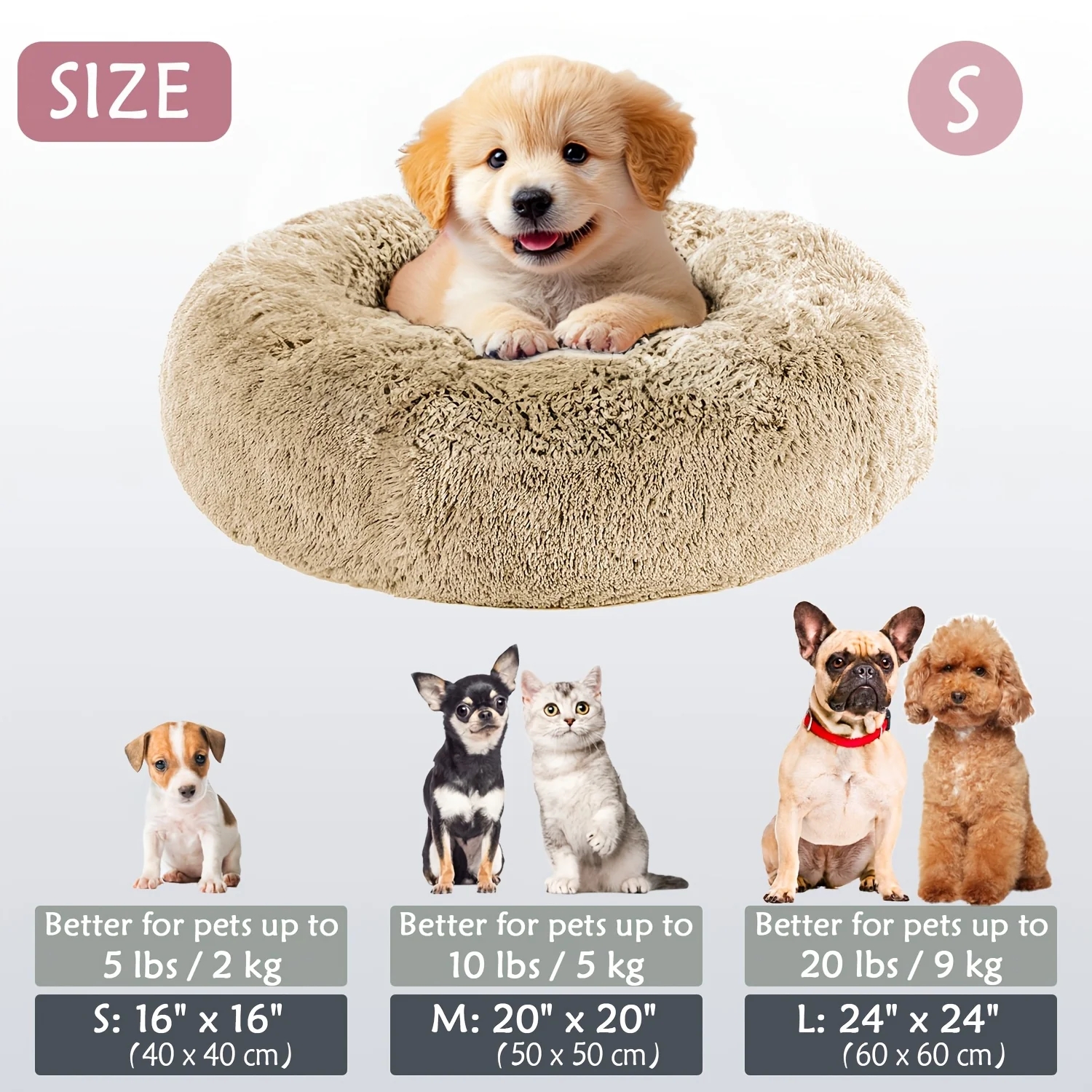 Kalmerend Huisdierbed | Donut Design | Zacht Pluche Polyester | Antislip Onderkant | Voor Honden en Katten | Comfortabel en Warm | Geschikt voor Kleine tot Grote Huisdieren | Luxe Dierenmand - Image 5