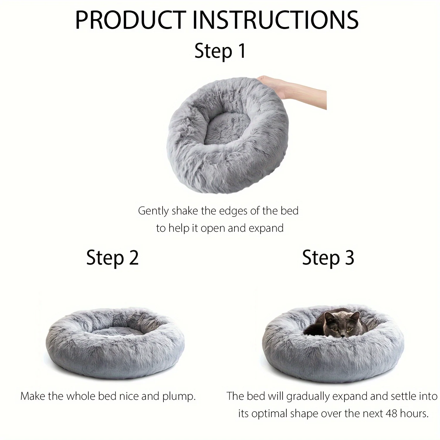 Kalmerend Huisdierbed | Donut Design | Zacht Pluche Polyester | Antislip Onderkant | Voor Honden en Katten | Comfortabel en Warm | Geschikt voor Kleine tot Grote Huisdieren | Luxe Dierenmand - Image 6
