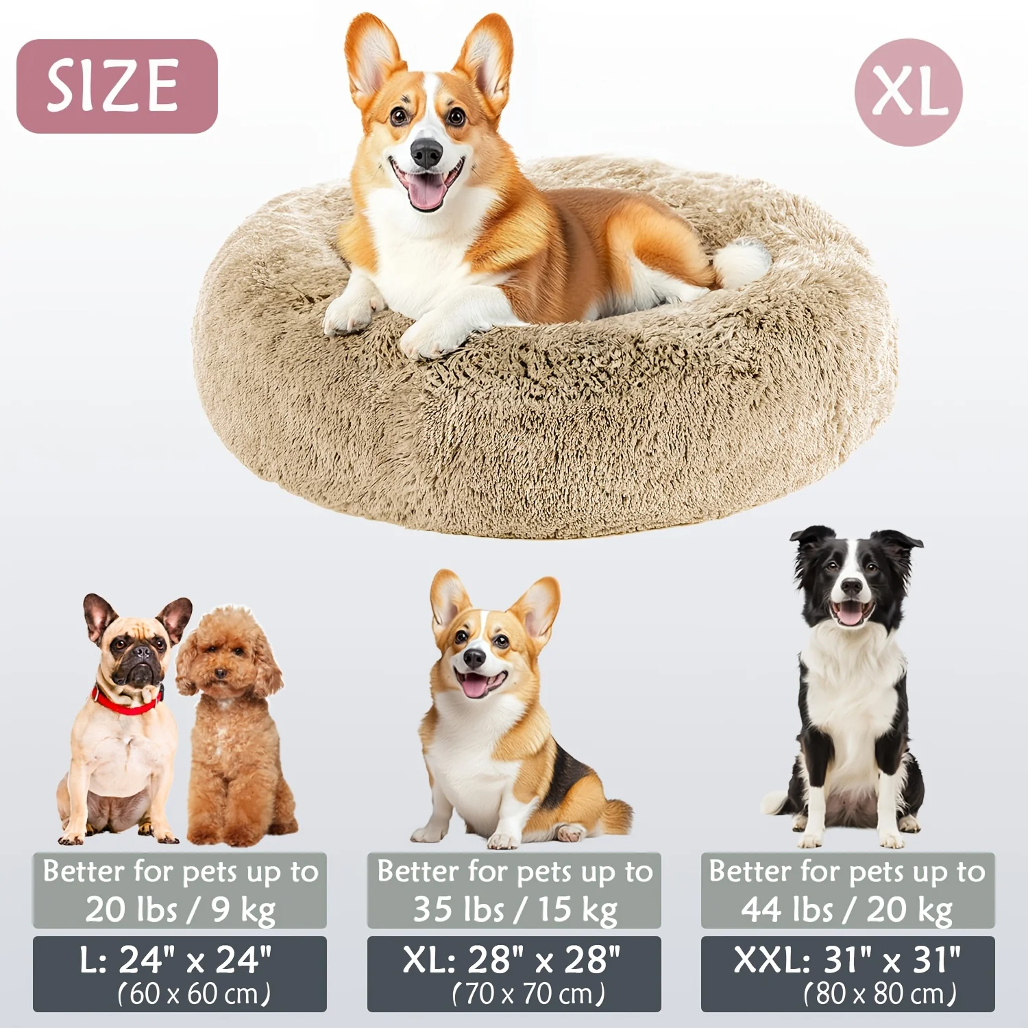Kalmerend Huisdierbed | Donut Design | Zacht Pluche Polyester | Antislip Onderkant | Voor Honden en Katten | Comfortabel en Warm | Geschikt voor Kleine tot Grote Huisdieren | Luxe Dierenmand - Image 7