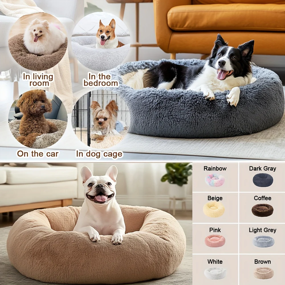 Kalmerend Huisdierbed | Donut Design | Zacht Pluche Polyester | Antislip Onderkant | Voor Honden en Katten | Comfortabel en Warm | Geschikt voor Kleine tot Grote Huisdieren | Luxe Dierenmand - Image 8