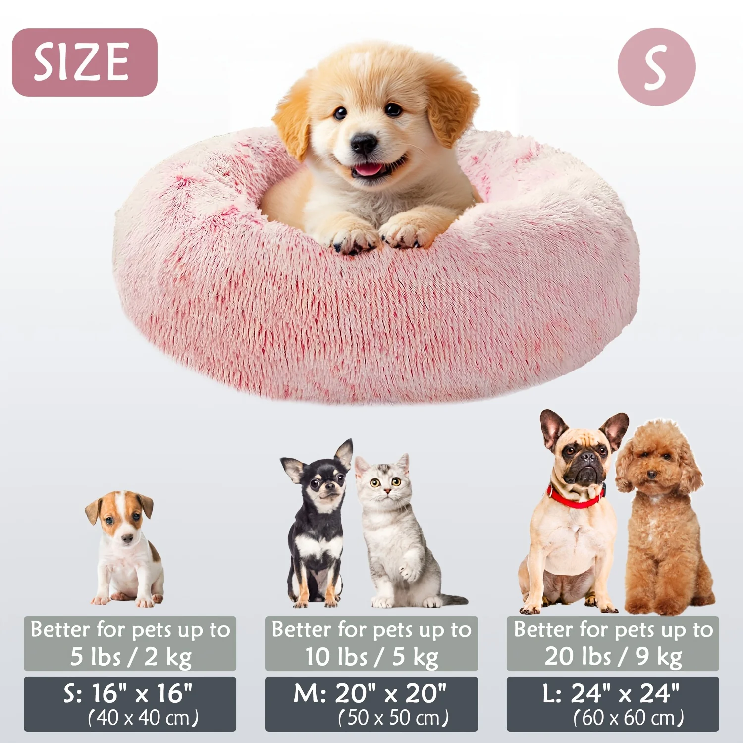 Kalmerend Huisdierbed | Donut Design | Zacht Pluche Polyester | Antislip Onderkant | Voor Honden en Katten | Comfortabel en Warm | Geschikt voor Kleine tot Grote Huisdieren | Luxe Dierenmand - Image 9