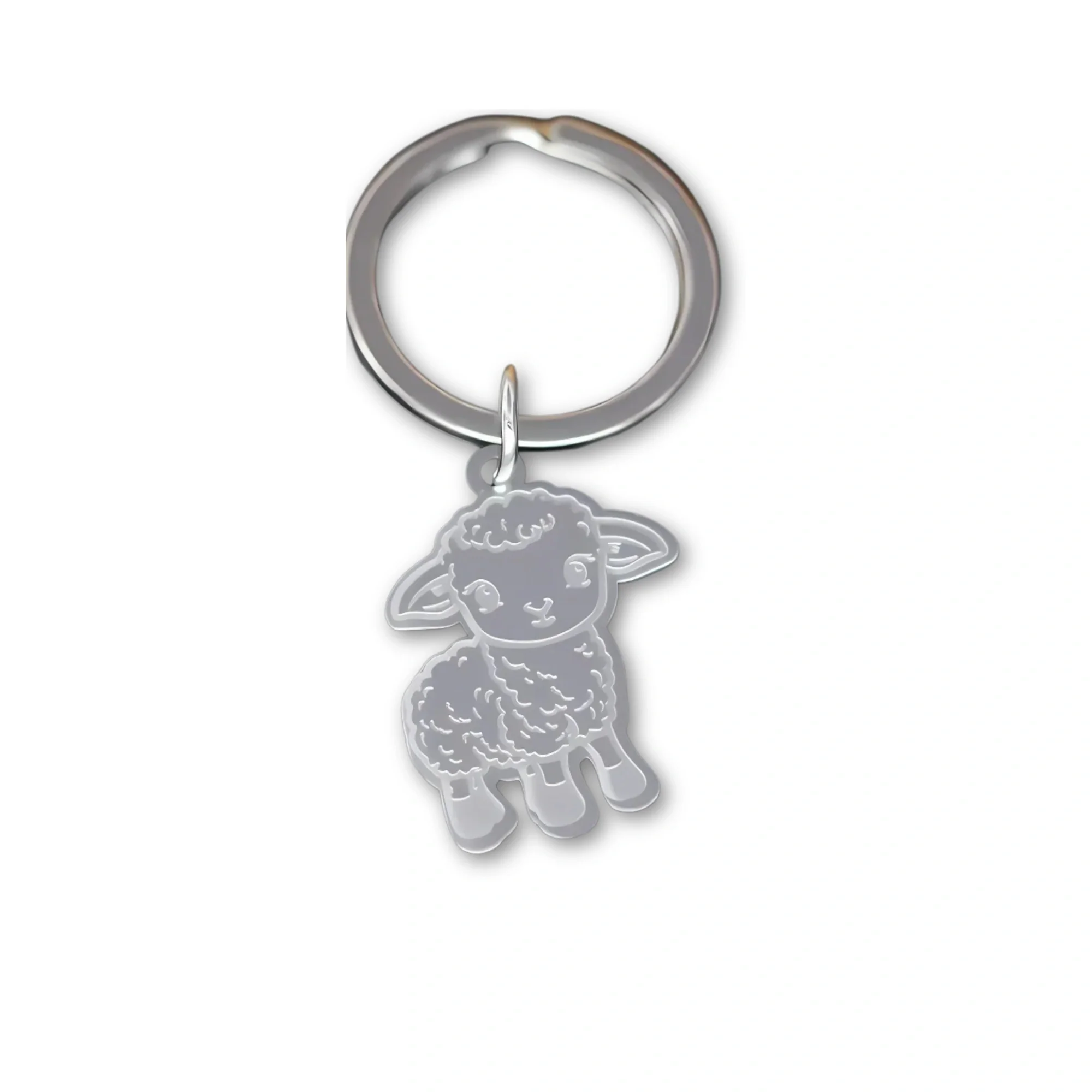 Cartoon schaap sleutelhanger voor kinderen | Roestvrijstalen dierenbedel | Unisex accessoire | Zilver/goud | DIY sieraden maken | Cadeau Decoratie