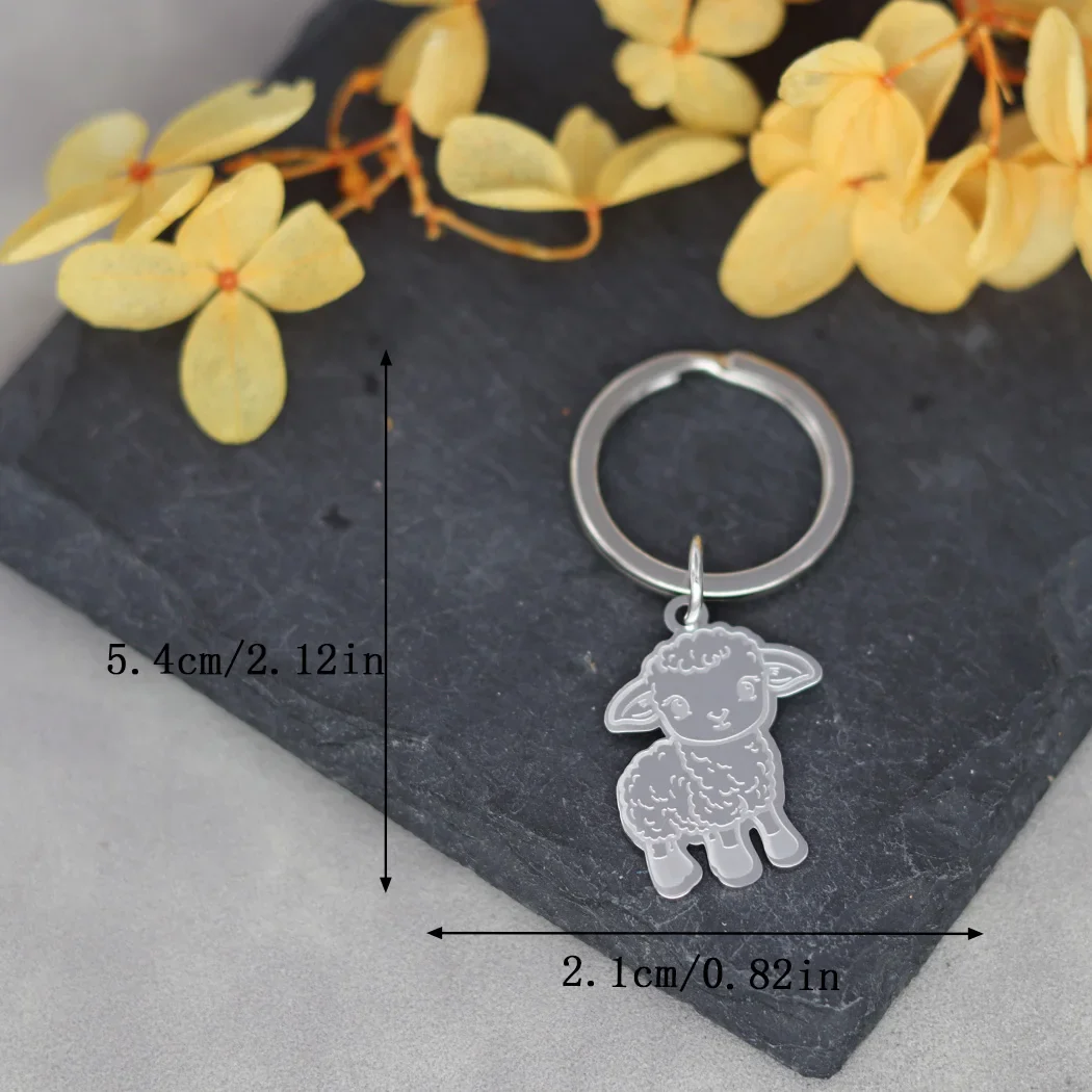 Cartoon schaap sleutelhanger voor kinderen | Roestvrijstalen dierenbedel | Unisex accessoire | Zilver/goud | DIY sieraden maken | Cadeau Decoratie - Image 2