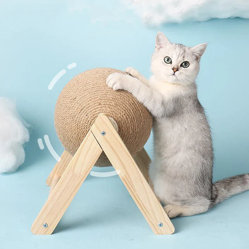 Katten Krab Speelgoed | Slijtvast Hout Sisal Krabpaal | Nagels Vijlen | Speelbal | Meubelbescherming
