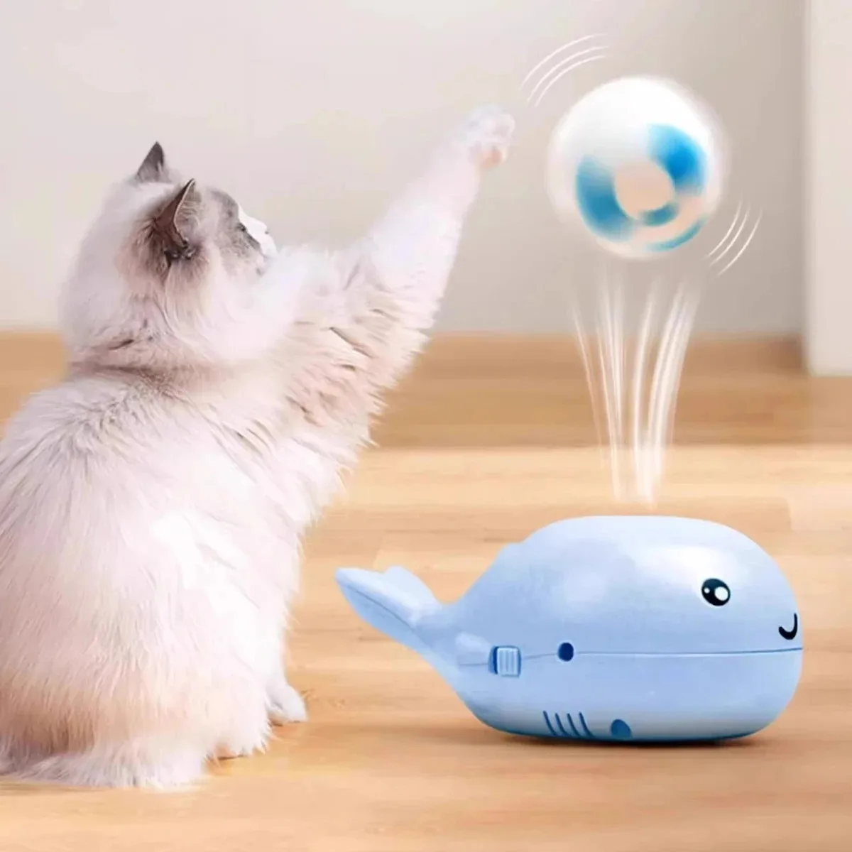Elektrische Zweefbal Speelgoed voor Katten | Walvisvormig | USB Oplaadbaar | Interactief Huisdierenspeelgoed | Zwevende Bal | Draagbaar en Veilig | Multifunctionele Ventilator Functie