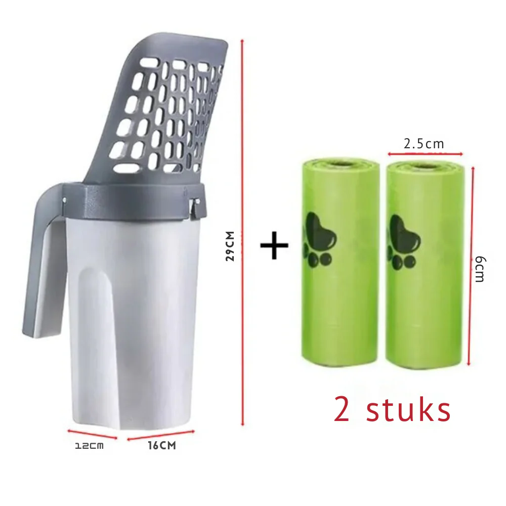 CleanPaws kattenbak schep | Ergonomisch handvat | Duurzaam kunststof | Fijne netstructuur voor makkelijk schoonmaken | 29x12x16 cm | Grijs | Voor alle kattenbakken - Image 11