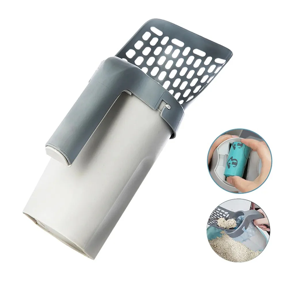 CleanPaws kattenbak schep | Ergonomisch handvat | Duurzaam kunststof | Fijne netstructuur voor makkelijk schoonmaken | 29x12x16 cm | Grijs | Voor alle kattenbakken - Image 4