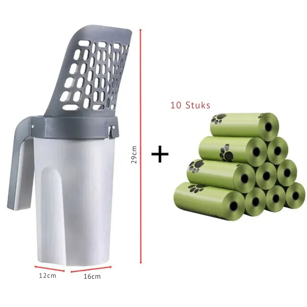 CleanPaws kattenbak schep | Ergonomisch handvat | Duurzaam kunststof | Fijne netstructuur voor makkelijk schoonmaken | 29x12x16 cm | Grijs | Voor alle kattenbakken - Image 9