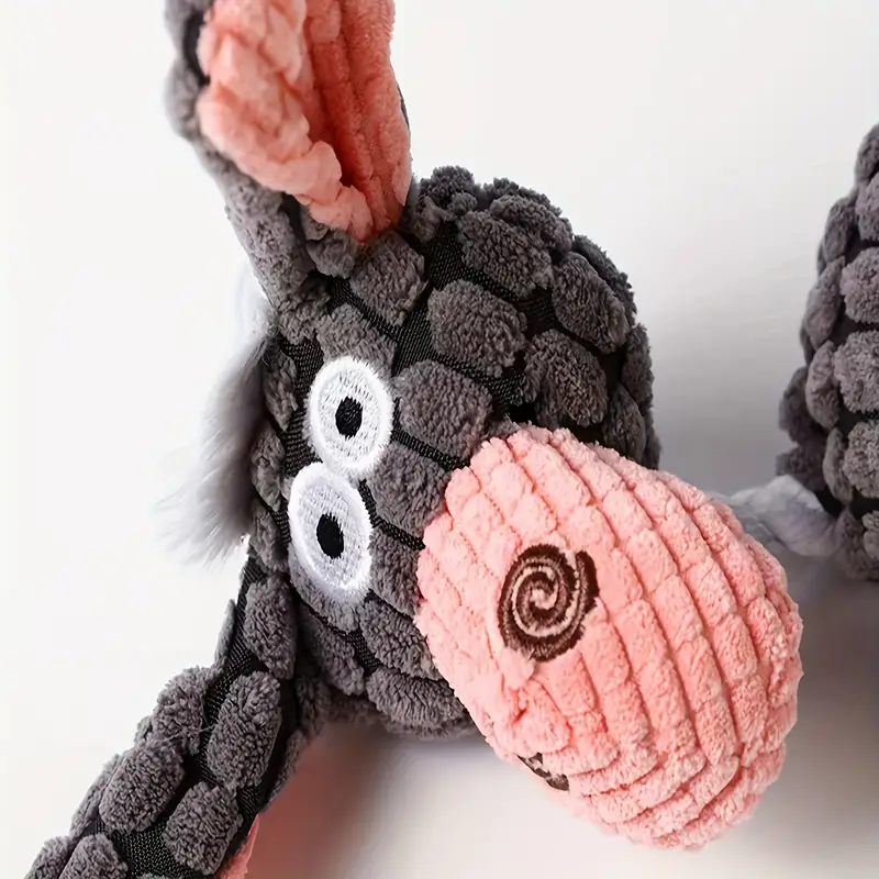 Duurzaam Corduroy Hondenspeeltje | Stressverlichting | Kauwen & Knuffelen Met Pieper | Bevordert Gezondheid Tandvlees | Lichtroze/Bruin | 23cm | Machinewasbaar | Veilig & Niet-Giftig - Image 5